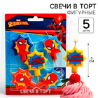 Свеча в торт набор "С Днем Рождения" 5 шт., Человек-паук - фото 3485340