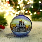 Ёлочный шар d-8 см "Покровский монастырь г. Суздаль" ручная роспись, синий - фото 3107760