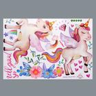 Наклейка пластик интерьерная цветная "Единороги с цветами, сердцами, радугой" 60х90 см - Фото 2