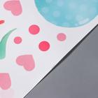 Наклейка пластик интерьерная цветная "Медвежонок с охапкой цветов и шариками" 60х90 см - фото 804546412