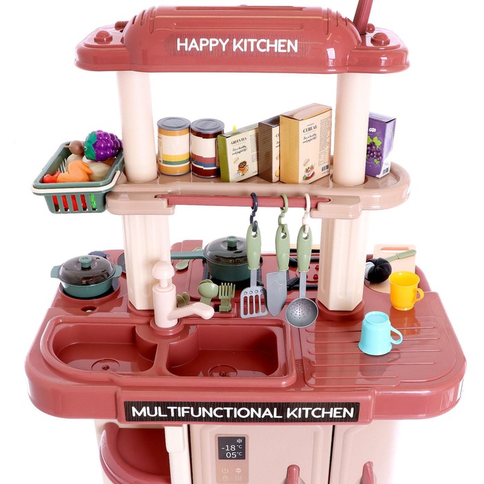 Игровой набор «Большая кухня», двусторонняя, свет, звук, пар, вода, 70 предметов 50385