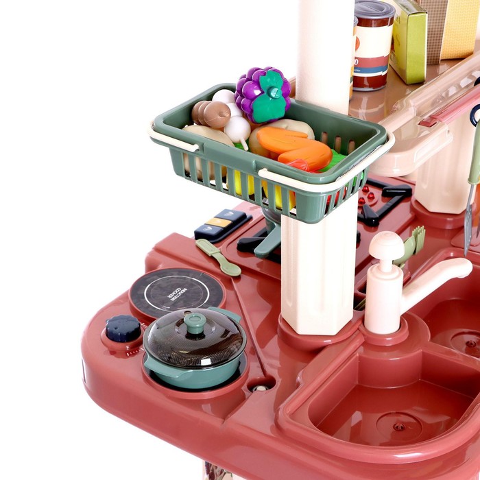 Игровой набор «Большая кухня», двусторонняя, свет, звук, пар, вода, 70 предметов 50385