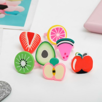 Кольцо детское "Выбражулька" фруктовое ассорти, форма МИКС, цветное, безразмерное