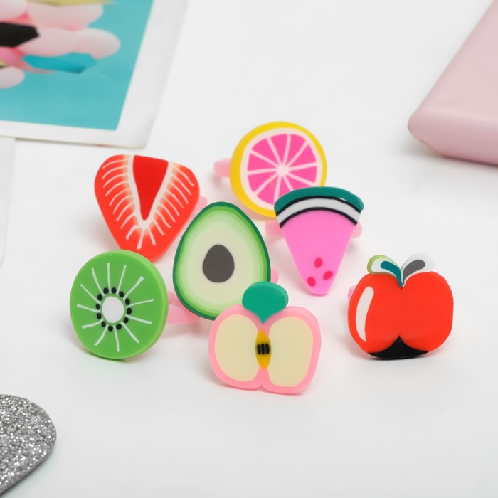 Кольцо детское "Выбражулька" фруктовое ассорти, форма МИКС, цветное, безразмерное - Фото 1