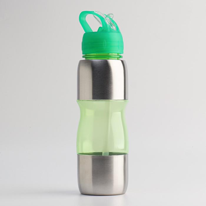 Бутылка для воды велосипедная, 650 мл, &quot;Альби&quot;, 25 х 6 см, зелёный