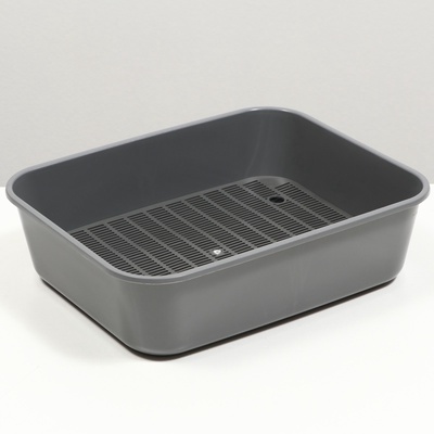 Туалет для кошек «Сима» FIX, 29×38×10.5 см, с сеткой, пластик, серый