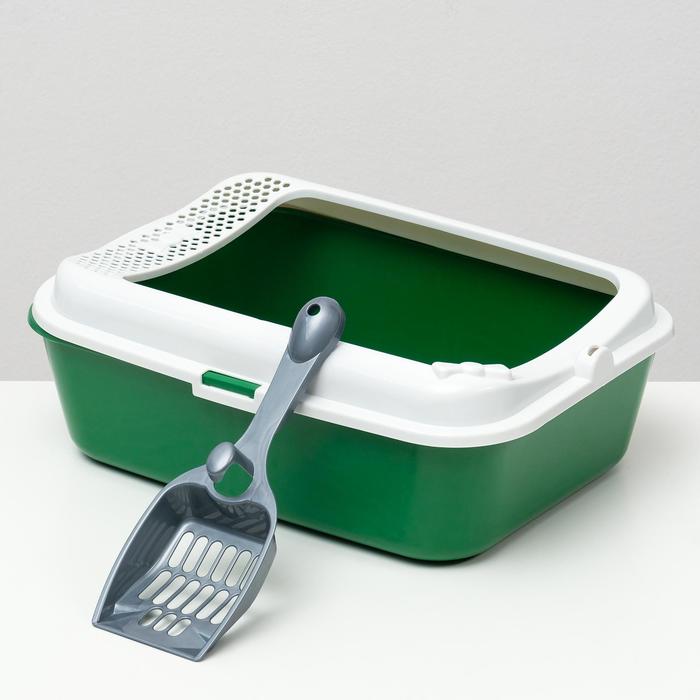 Туалет Сима с бортом + совок 30 х 39 х 13,5 см зеленый FIX - Фото 1