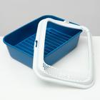 Туалет для кошек «Сима» FIX, 30×39×13.5 см, с бортом, сеткой и совком, пластик, синий, совок МИКС - Фото 3