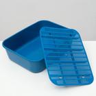 Туалет для кошек «Сима» FIX, 30×39×13.5 см, с бортом, сеткой и совком, пластик, синий, совок МИКС - Фото 4