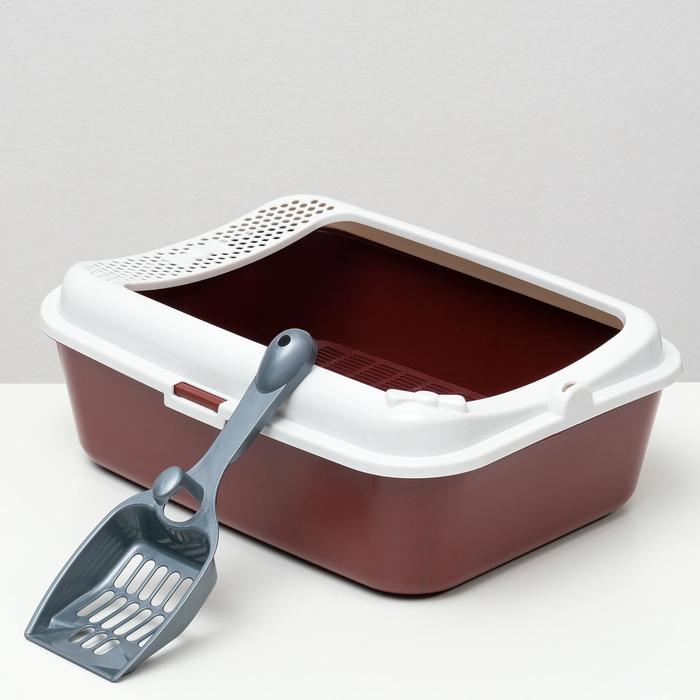 Туалет Сима с бортом + сетка + совок 30 х 39 х 13,5 см красный FIX - Фото 1