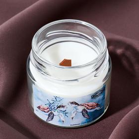 Свеча ароматическая в банке с деревянным фитилем, соевый воск, 100 мл, табак-ваниль