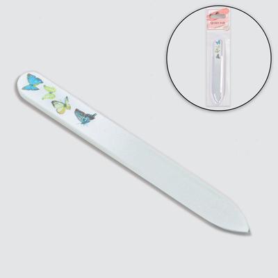 Пилка стеклянная для ногтей «Бабочки», 9 см, в чехле, разноцветная