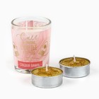 Подарочный набор новогодний «Снег за окном, счастье в сердце», свеча с ароматом ваниль 5×6 см, свечи чайные 2 шт. 3.7×1.5 см - Фото 4