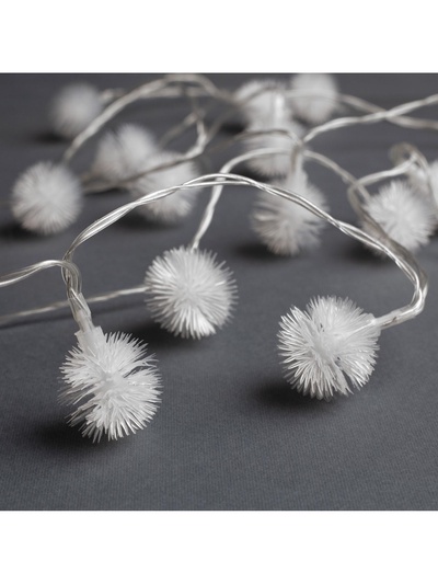 Гирлянда «Нить» 3 м с насадками «Ёжики», IP20, прозрачная нить, 20 LED, батарейки AAх3 (нет в комплекте), свечение мульти