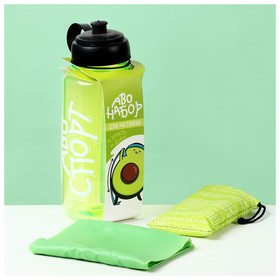 Набор спортивный ONLITOP «Авокадо»: фитнес-резинка, бутылка для воды, чехол