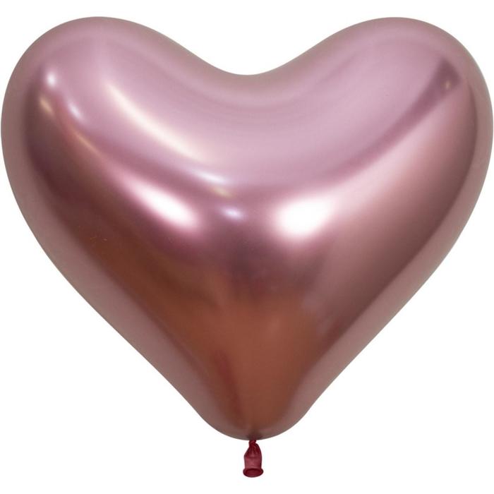 Шар латексный 14", сердце, Reflex, хром, набор 50 шт., цвет розовый (909) - Фото 1