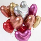 Шар латексный 14", сердце, Reflex, хром, набор 50 шт., цвет розовый (909) - Фото 2