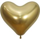 Шар латексный 14", сердце, Reflex, хром, набор 50 шт., золото (970) - фото 9320460