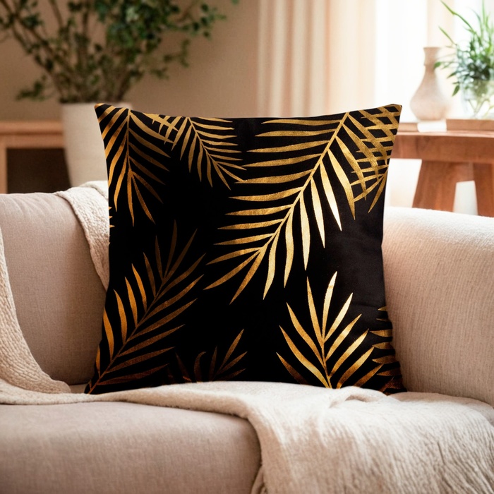 Наволочка декоративная «Этель. Листья», 40×40 см, велюр - Фото 1