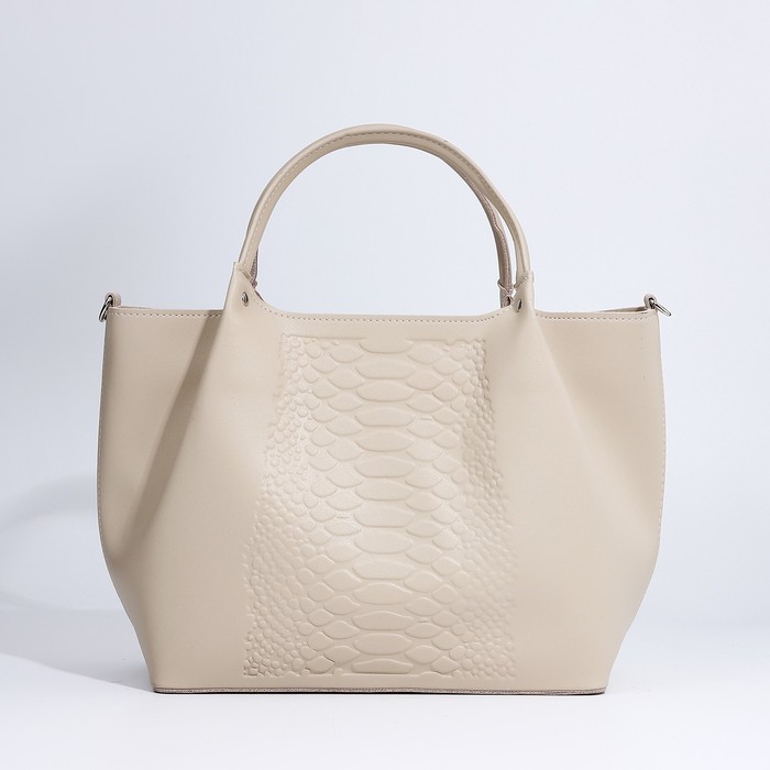 Сумка-тоут на молнии, цвет бежевый - Фото 1