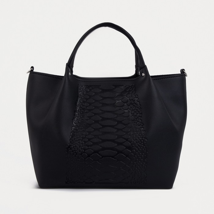 Сумка-тоут на молнии, цвет чёрный - Фото 1