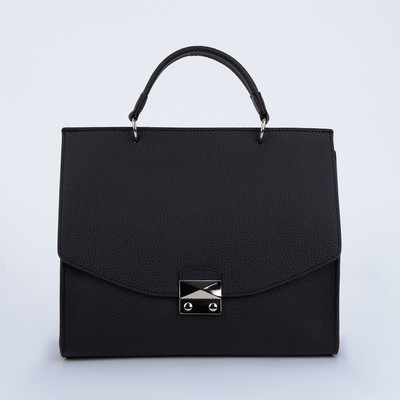 Сумка-мессенджер на замке, наружный карман, длинный ремень, цвет чёрный