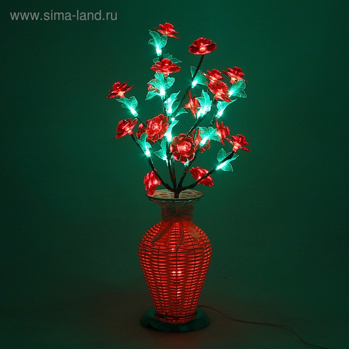 Светодиодная ваза 60х12, 2 цвета, 44 LED, цветы КРАСНЫЕ - Фото 1