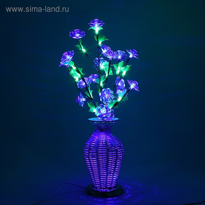 Светодиодная ваза 60х12, 2 цвета, 44 LED, цветы СИНИЕ - Фото 1