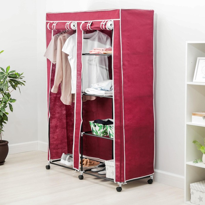 Шкаф для одежды 120×45×165 см, цвет бордовый - Фото 1