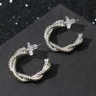 Серьги-кольца «Сплетение» богема, цвет серебро - Фото 1