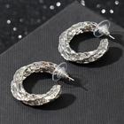 Серьги-кольца «Косичка» объёмная, цвет серебро - Фото 1