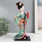 Кукла коллекционная "Гейша в бирюзовом кимоно с цветами" 32х13х13 см - Фото 2