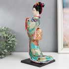 Кукла коллекционная "Гейша в бирюзовом кимоно с цветами" 32х13х13 см - Фото 4