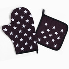 Набор кухонный Stars варежка-прихватка 20х28см, прихватка 17х17см, 35% х/л,65% п/э (комплект 2 шт) - фото 23642121
