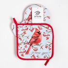 Набор кухонный Winter birds варежка-прихватка 20×28 см, прихватка 19×19 см,100%хлопок  (артикул 6535956)  большой выбор товаров оптом и в розницу по низким ценам с доставкой