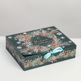 Складная коробка подарочная «Новогодняя ботаника», 31 × 24,5 × 9 см