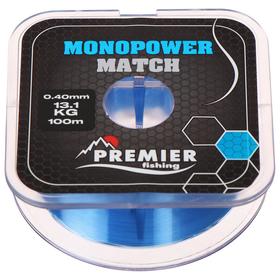 Леска Preмier fishing MONOPOWER мatch, диаметр 0.4 мм, тест 13.1 кг, 100 м, голубая 7087509