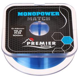 Леска Preмier fishing MONOPOWER мatch, диаметр 0.45 мм, тест 19.5 кг, 100 м, голубая 7087510