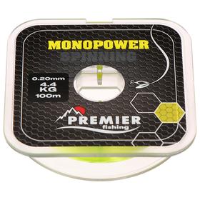 Леска Preмier fishing MONOPOWER Spinning, диаметр 0.2 мм, тест 4.4 кг, 100 м, флуоресцентная желтая 7087513