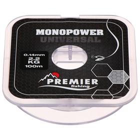 Леска Preмier fishing MONOPOWER Universal, диаметр 0.14 мм, тест 2.2 кг, 100 м, прозрачная