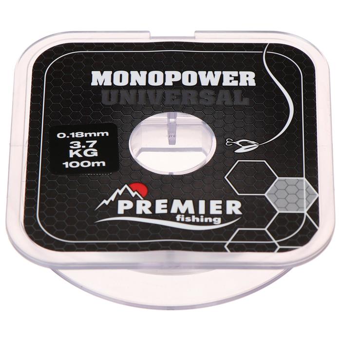 Леска Preмier fishing MONOPOWER Universal, 0.18 мм, тест 3.7 кг, 100 м, прозрачная