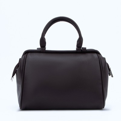 Сумка-саквояж на молнии, наружный карман, длинный ремень, цвет коричневый