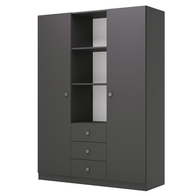 Шкаф прямой трёхстворчатый Polini kids Simple, 1346×516×1900 мм, цвет серый