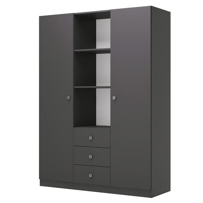 Шкаф прямой трёхстворчатый Polini kids Simple, 1346×516×1900 мм, цвет серый - Фото 1