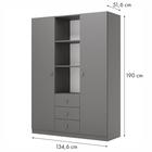 Шкаф прямой трёхстворчатый Polini kids Simple, 1346×516×1900 мм, цвет серый - Фото 5