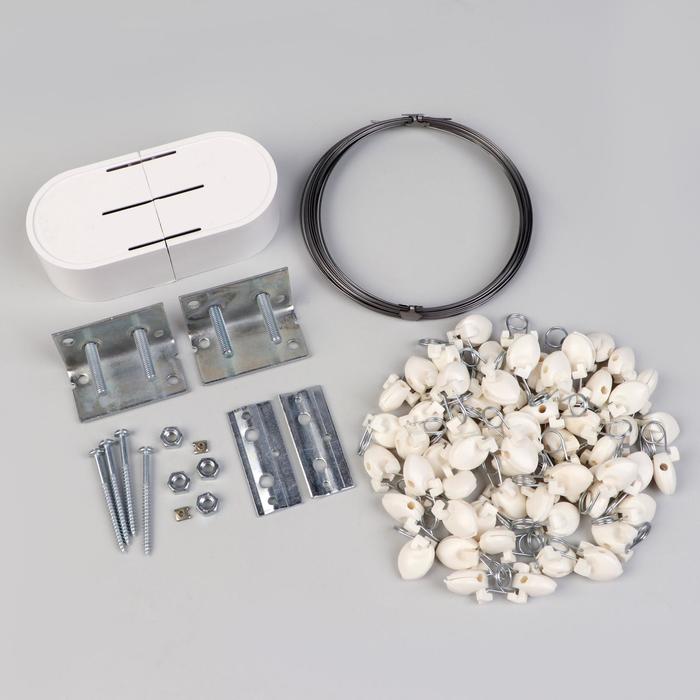 Карниз-струна 10 м, с пластмассовыми зажимами, 60 шт., белый - Фото 1