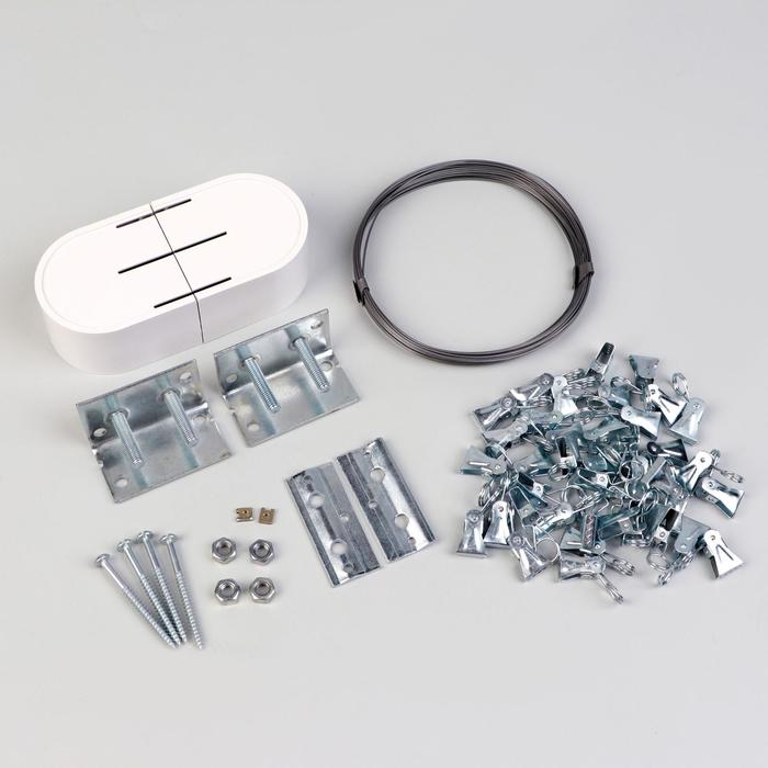 Карниз-струна 7 м, с металлическими зажимами, 40 шт., белый - Фото 1