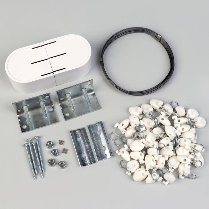 Карниз-струна 7 м, с пластмассовыми зажимами, 40 шт., белый - Фото 1