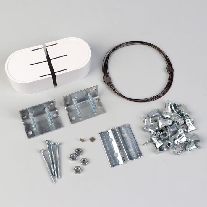 Карниз-струна 3.5 м, с металлическими зажимами, 20 шт., белый - Фото 1