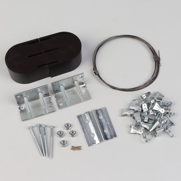 Карниз-струна 3.5 м, с металлическими зажимами, 20 шт., коричневый - Фото 1